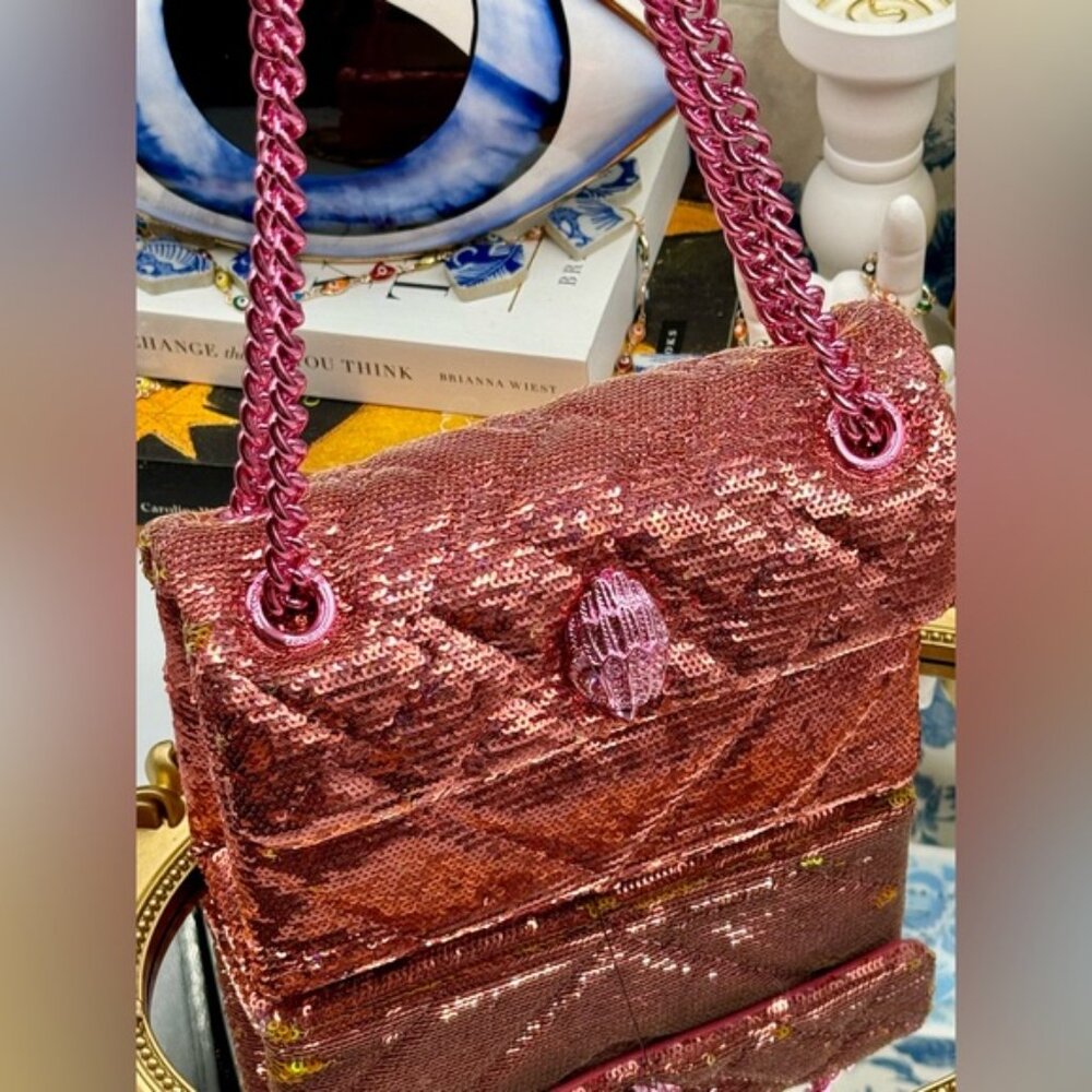 🆕 KURT GEIGER LONDON 🧿 NWOT Glitter Mini Kensington Crossbody Bag, Pink Drench - Picture 5 of 15